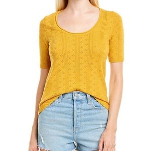 MADEWELL Pointelle Willford Sweater Tee in Mustard Size M